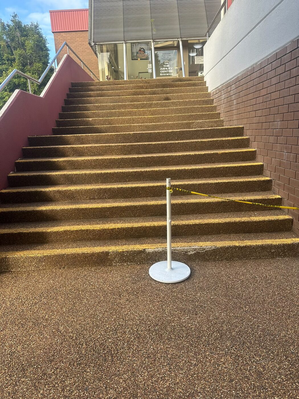Pebblecrete steps at The Ashley Medical Centre Westmead before resurfacing