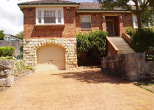 a brick house with a garage