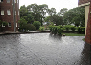 Concrete driveway after rain
