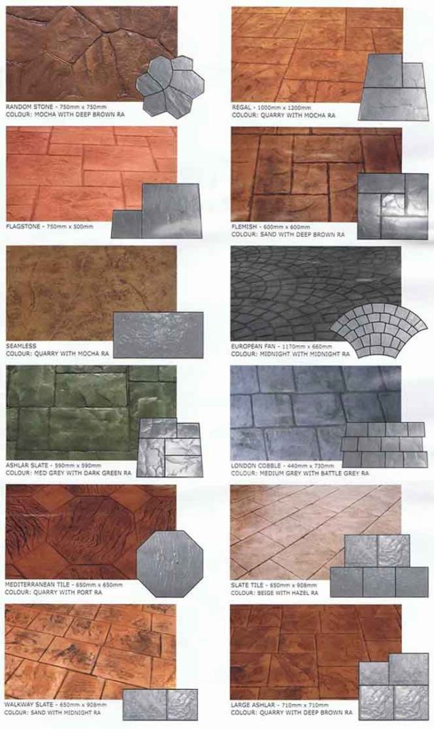 Stamped concrete designs and Stencil Pattern chart 