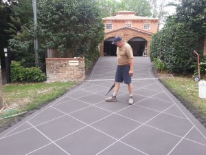 a person walking on a driveway